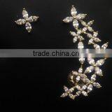 Fine Jewelry White Gold Plated Romantic Elegant Geometric Asymmetry CZ Crystal Flower Stud Earrings thumbnail-2