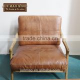 Wholesale Wooden Frame And Genuine Leather Combination Armchair,Luxury Sofas,Coffee Sofa