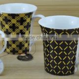 14OZ fake golden fully decal printed coffee cups, shiny surface new bone china mug, KL5001-J2-J7