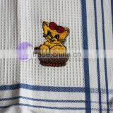 Embroidered White Cotton Waffle Weave Kitchen Towels thumbnail-3