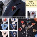 Lapel Pin Urban Diseno Red Velvet Flower Gold Petal Lapel thumbnail-1