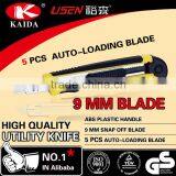 Plastic With Rubber Grip Handle 5pcs 9mm Blade Auto Lock Cutter Knife thumbnail-5