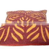 RTHCC- 86 Brown Yellow Hand Crafted Designer Applique Cut Work Cotton Kantha Stitch Cushion Covers Christmas Home Decor thumbnail-6