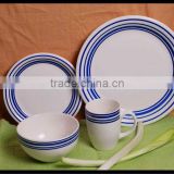 single color stripe stoneware tableware made in China 16pcs ceramic dinnerware handpainted stoneware dinner set