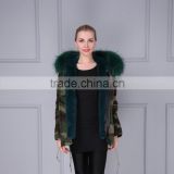 Winter fur collar hood fashion camouflage thick fake fur lined coats jackets
