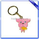 Personalized Glitter Powder Custom Shaped Gold Enamel Cheap Keychain