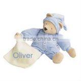 12" soft and cute Personalized Sleepyhead Bear with Security Blue Blanket Plush Baby Toy