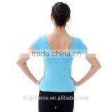 2015 Wholesale Light Blue Wrap Front Gymnastic T-shirt thumbnail-2