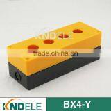 Push Button Plastic Station Electrical Control Box Four Hole Yellow and Black BX4-Y