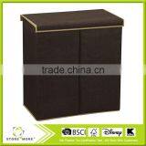 Collapsible Laundry Hamper -Double Hamper Laundry Sorter With Magnetic Lid Closure, Coffee Linen thumbnail-1