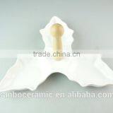 Ceramic Snack Platter /3 SECTIONS/Serving Dish Party Dining Sharing Plate White thumbnail-1