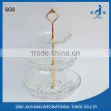 Deep Round Glass Plate Set With Golden Plating Metal Holder thumbnail-1