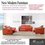 JR8021B Modern Luxury Italian Full Thick Orange Cow Leather Living Room Italy Recliner Sofa Set thumbnail-1