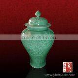 Fine Green Glazed Ceramic Tall Ginger Jars From Jingdezhen thumbnail-1