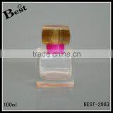 Best Sellers Fancy Hot Products Square Crystal Glass Perfume Bottle 100ml Brown Plastic Cap Cosmetic Packaging Wholesale
