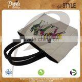 12 OZ Natural Canvas Tote Bag With Polyester Lining & With PU Padded Handles Bottom thumbnail-5