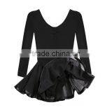 Kids Dancing Costumes Classic Ruffle Black Long Flutter Sleeve Ballet Gymnastics Wholesale Dance Leotards thumbnail-4