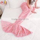 Pink Polka Dot Cute Mermaid Blanket Customize Mermaid Tail Blanket HSB7566