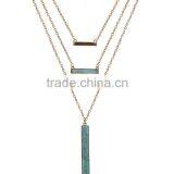 Elegant Turquoise Material Multilevel Silver Necklace thumbnail-2
