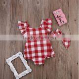 Boutique Spring Summer Outfits Plaid Hot Sale Cotton Kid Bodysuit Baby Clothing Romper thumbnail-4