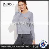 Custom Made Grey Split Side High Low Pocket Sweater Long Sleeve Round Neck Pullovers Casual Sports Sweater thumbnail-1