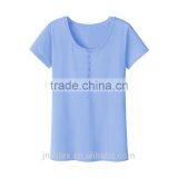 Plain no Brand Short Sleeve Cotton T-shirt With Fastener for Girls thumbnail-2