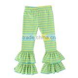2017 Stripe Wholesale Ruffle Pants High Quality Cotton Baby Leggings Girls Summer Pants thumbnail-2