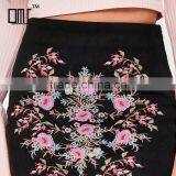 Side Zipped Embroidered Black Suede Stretchy Tight Mini Pencil Skirt thumbnail-6