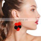 Punk Tassel Statement Chain Earring Colorful Fur Ball Dangle Stud Earring thumbnail-2