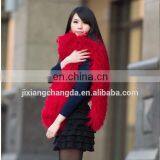 Long Hair Tibet Mongolian Lamb Fur Scarf Red Shawl for Women thumbnail-1