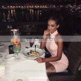 Amigo 2017 New Designer Pink Halter Backless Sexy XXX Bandage Dress Midi Evening Dresses for Women Party Wear thumbnail-4