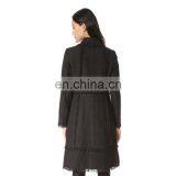 OEM Service Elegant Black Body Fit Wool Ladies Topcoat thumbnail-4