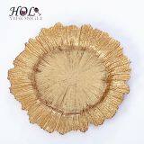 Elegant gold dinner charger plates factory wholesale 13inch glass plates for decoration or wedding