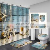 i@home modern sea beach shell printed funny wholesale shower curtains bath polyester and rugs set