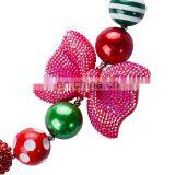 Christmas Girl Necklace With Bow Kids Chunky Bubble Beads Necklace Holiday Gift thumbnail-4