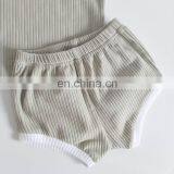 Short Sleeves Organic Cotton Ribbed Baby Pyjama Set Cozy Two Piece Set thumbnail-7