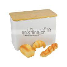 Large Stainless Steel Bread Box With Bamboo Cutting Board Lid For Kitchen Counter thumbnail-3