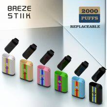 Breze Stiik Tank 2000 puffs Replaceable Pod Cartridge Disposable Vape Palm Box