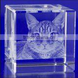 3D Crystal Cat Crystal Block for Engraving in Folk Crafts