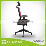 Ventilo Office Chair, Red Mesh Chair, Adjustable Headrest, Black Bracket, Adjustable Seat, Armrest, Lumbar, Nylon Base thumbnail-3