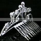 Crystal Bridal Wedding Crown With Pearl Hair Comb Tiaras, Fashion Wedding Crown thumbnail-4