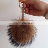 Fashion Popular Ladies Fur Ball Key Chain 100% Real Racoon Fur Keychains thumbnail-3