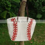 Wholesale Domil Blanks Cotton Canvas Baseball Bags Sport Tote Bags with Magnetic Snap Closure