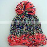 Winter Colorful Knitted Hat With Pompom