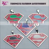 new fashion enamel custom stainless steel superman pendant charms