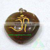 Agate Stone Om Heart Pendent : Wholesale Gemstone thumbnail-1