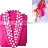 Sexy Pink Coral Fleece Bathrobe for Women thumbnail-1
