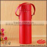 Clear Window Round Tube Whisky Leather Packaging Box With Handle thumbnail-1