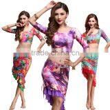 2016 New Summer Uniforms Suit Belly Dance Practice Costumes Female Dazzle Colour Performance Clothing