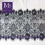 Good Price 44cm Width Polyester Floral Eyelash Black Lace Trim for Sale thumbnail-1